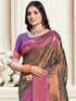 Deeva Sarees Brown Silk Saree With Pink Border